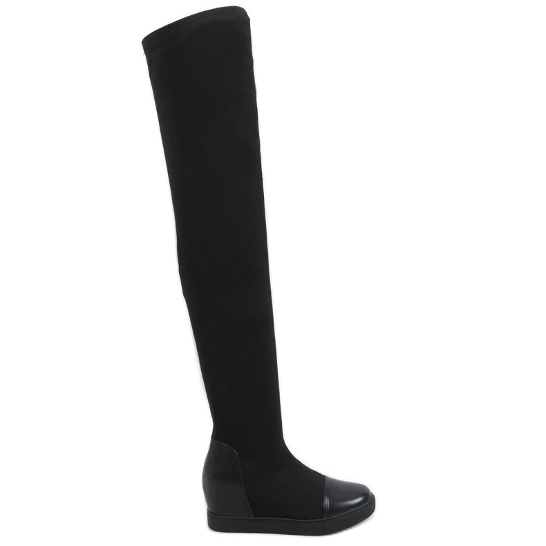Cizme negre peste genunchi cu tocuri cu pană HQ888 Negre negru