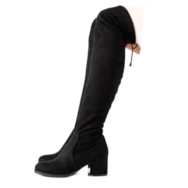 TRENDI Cizme casual cu coapsă înaltă negru TRENDI Cizme casual cu coapsă înaltă negru
