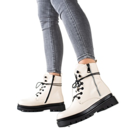 Sixth Sense Cizme cu dantelă cu fermoar decorativ bej Sixth Sense Cizme cu dantelă cu fermoar decorativ bej