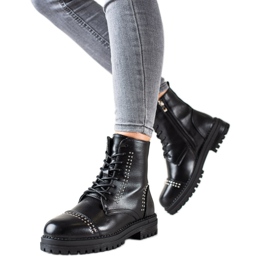 Super Me Cizme clasice Trappers din piele ecologică negru