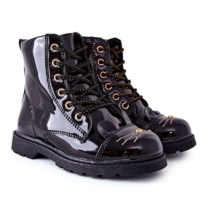 PE1 Cizme calde Mousie negre Muncitori pe fermoar negru