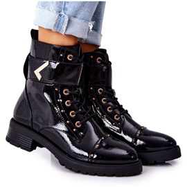 PG1 Cizme Colira negre lăcuite calde negru