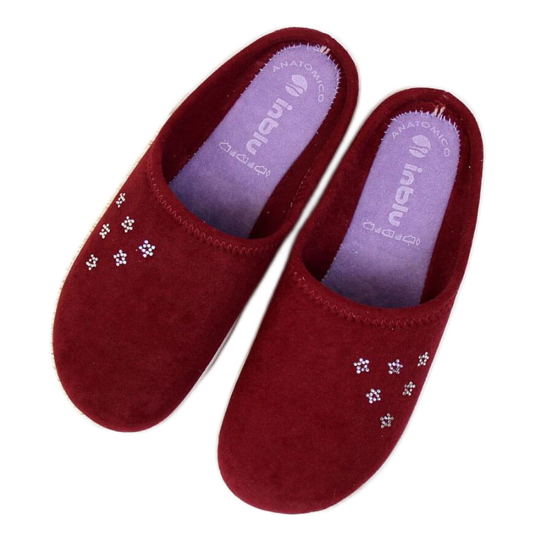 Papuci de casă Inblu W ARC4 burgundy roșu