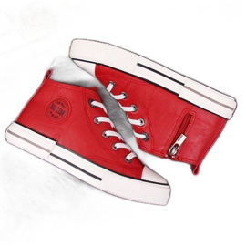 Adidași din piele ecologică Big Star Jr II374005 roșu alb roşu