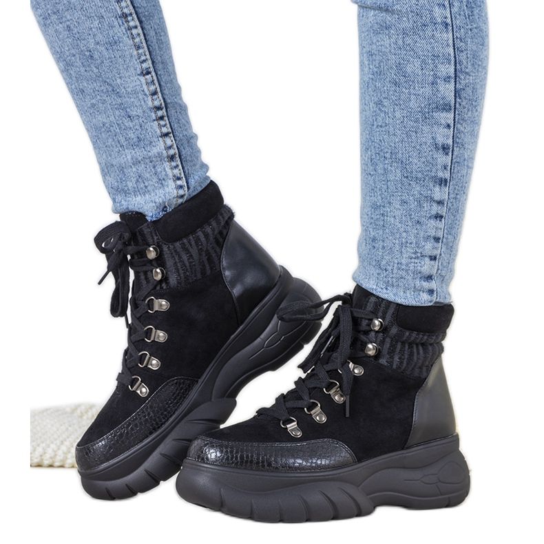 Adidași negri de iarnă cu tema animal Miron negru