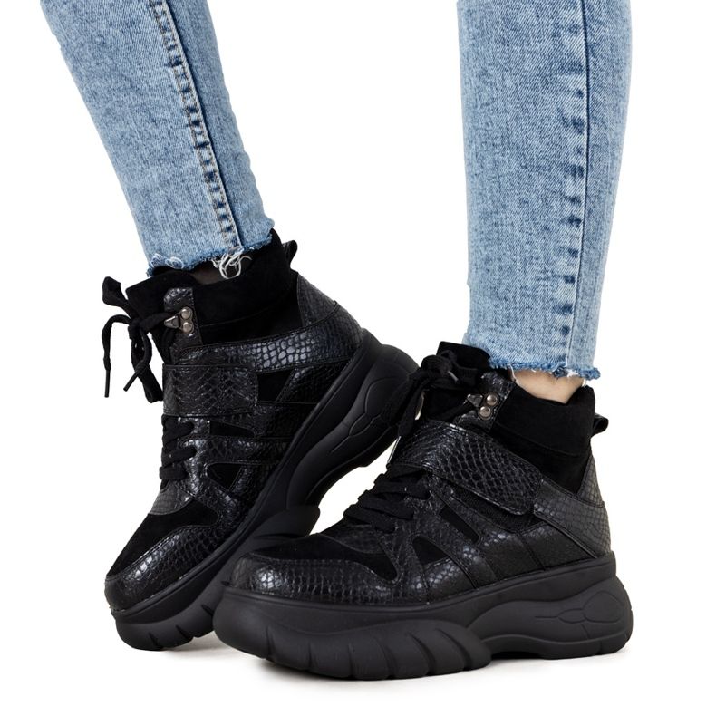 Adidași negri de iarnă cu tema Ninette animal negru