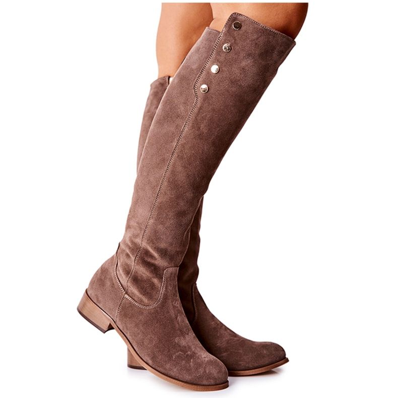 Lewski Shoes 2840. Cizme din piele de piele intoarsa Velur de pământ 2840 bej