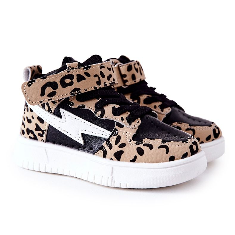 FR1 Pantofi sport inalti pentru copii, negru si bej Bartnie alb maro