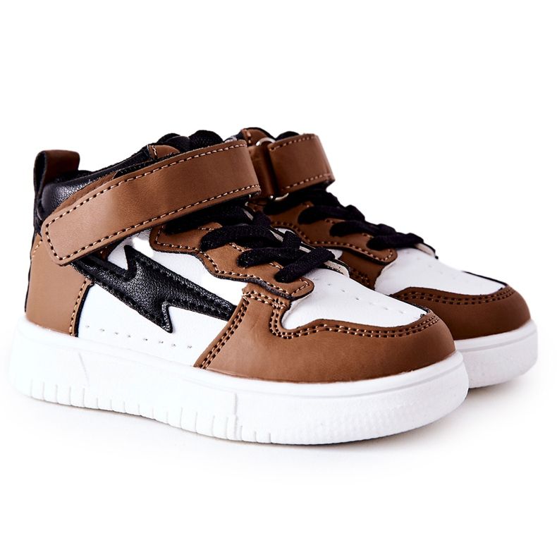 FR1 Pantofi sport inalti pentru copii, alb si maro Bartnie negru