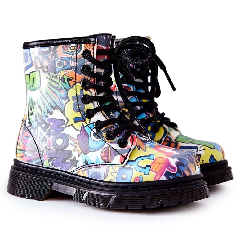 FR1 Cizme calde pentru copii cu fermoar tiptop colorat multicolor FR1 Cizme calde pentru copii cu fermoar tiptop colorat multicolor