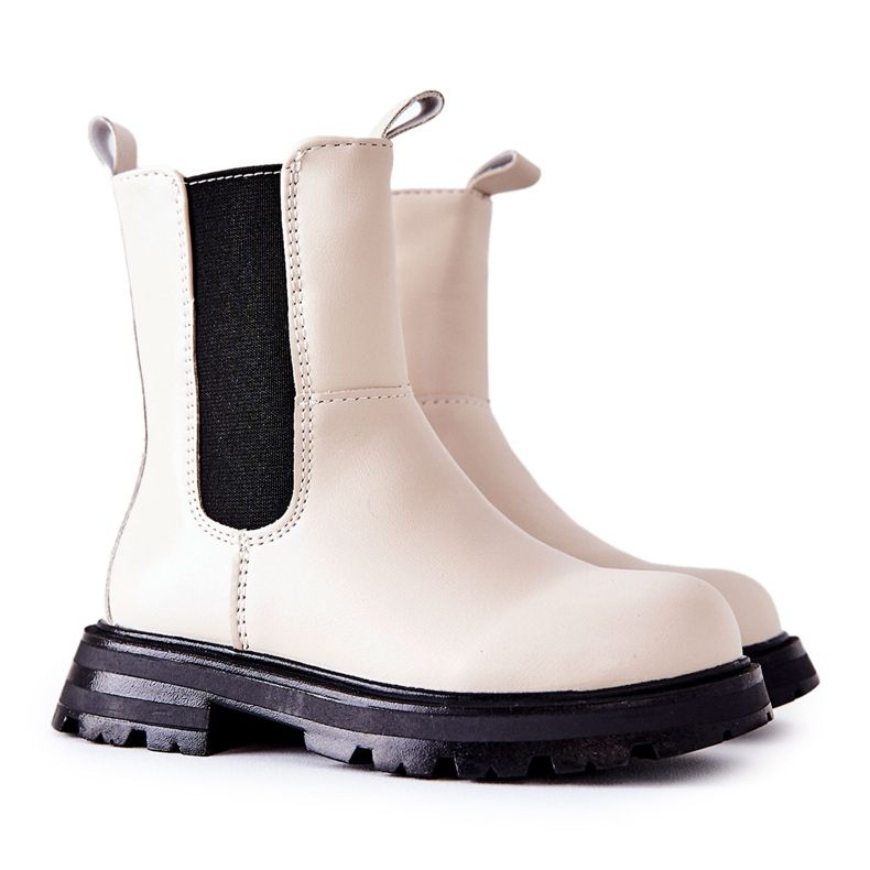 FR1 Cizme calde pentru copii bej Alanya negru