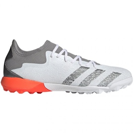 Ghete de fotbal Adidas Predator Freak.3 L Tf M FY6292 alb, alb, gri / argintiu alb