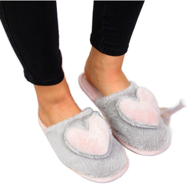 Papuci de casă cu inimă Știri W EVE332B gri Papuci de casă cu inimă Știri W EVE332B gri