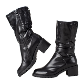 TRENDI Cizme confortabile cu piele ecologică negru TRENDI Cizme confortabile cu piele ecologică negru