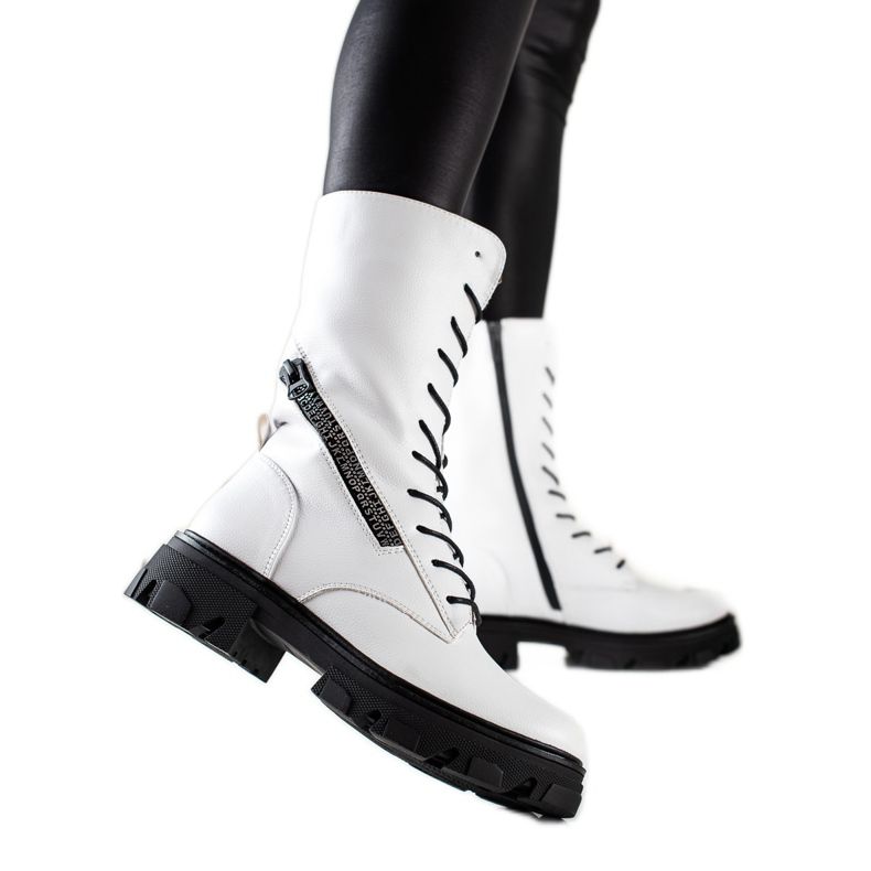 Cizme cu fermoar decorativ de Sergio Leone alb