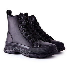 FR1 Adidași izolate din piele pentru copii negri Bomi negru FR1 Adidași izolate din piele pentru copii negri Bomi negru