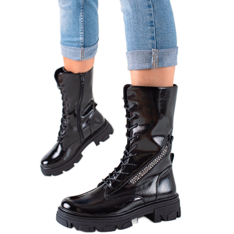 Cizme cu fermoar decorativ Sergio Leone negru