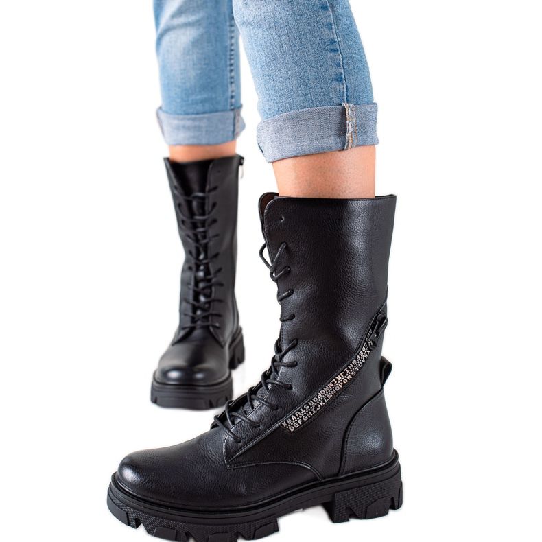 Cizme cu fermoar decorativ de Sergio Leone negru