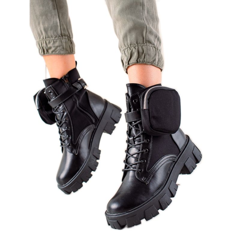 Best Shoes Muncitori cu buzunar din piele de căprioară negru