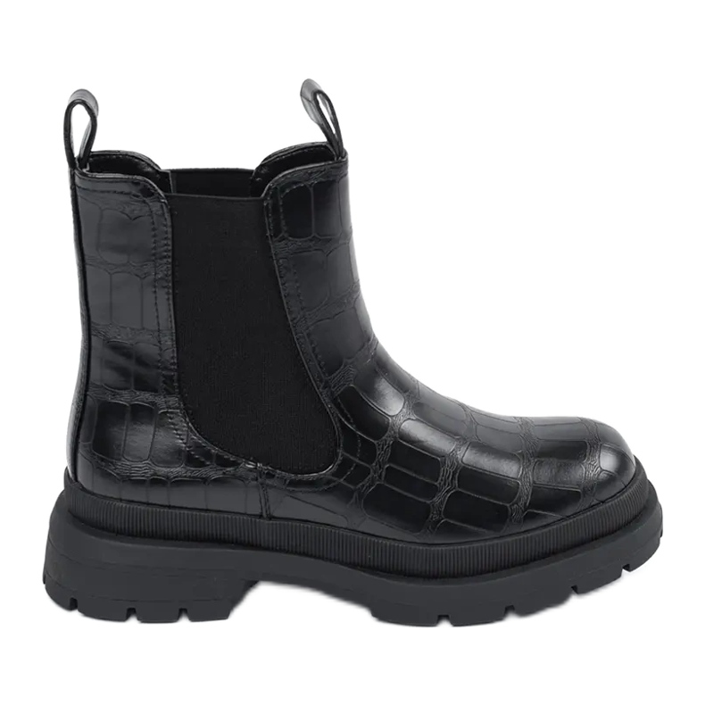 Cizme Chelsea negre cu piele ecologică negru