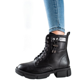 Goodin Genți negre cu șireturi, cu ornament negru Goodin Genți negre cu șireturi, cu ornament negru