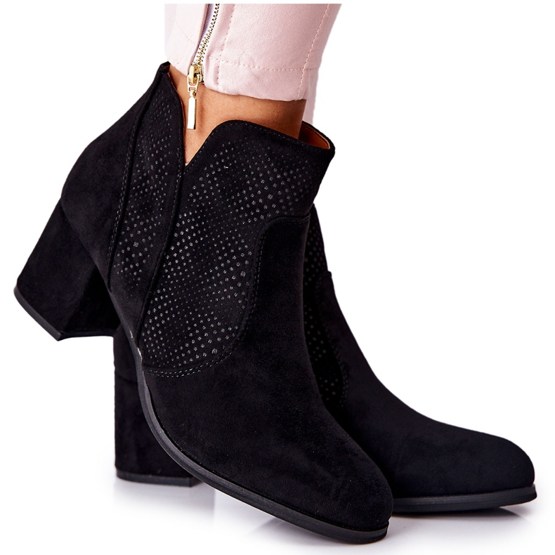 PE1 Cizme negre din piele de căprioară Elisea negru