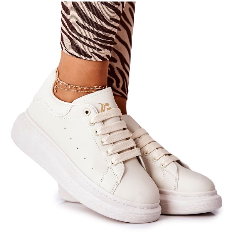 Pantofi sport din piele pe platforma bej Lemmy