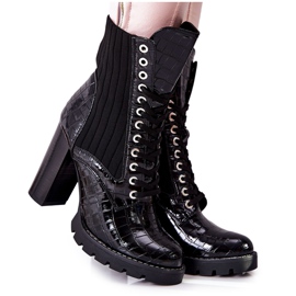 PG1 Cizme de damă pe model de crocodil cu toc înalt Erdogan negru PG1 Cizme de damă pe model de crocodil cu toc înalt Erdogan negru