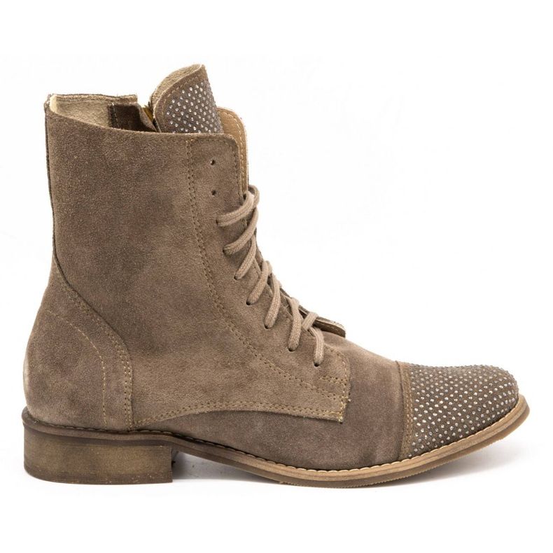 Exquisite Cizme de dama din piele cu paiete 1259EX bej