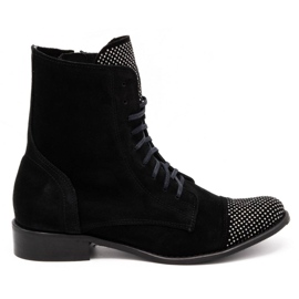 Exquisite Cizme de dama din piele cu paiete 1259EX negre negru Exquisite Cizme de dama din piele cu paiete 1259EX negre negru