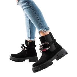 Cizme din piele intoarsa pe platforma S. Barski negru