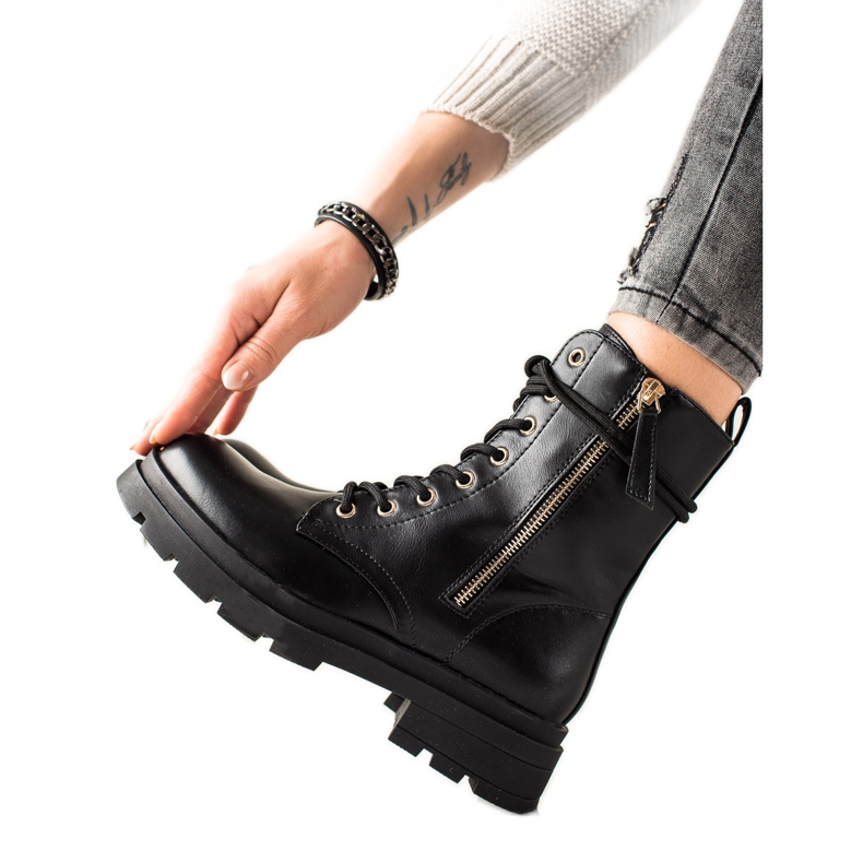 Sixth Sense Cizme Negre Traper Cu Piele Ecologica negru