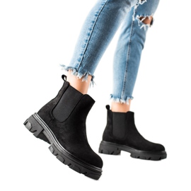 TRENDI Cizme Chelsea din piele de căprioară pe platformă negru