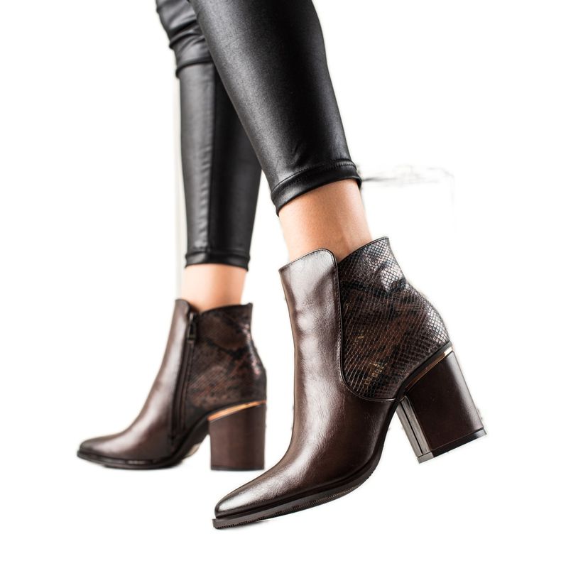 W. Potocki Cizme cu inserție Potocki cu imprimeu de șarpe maro W. Potocki Cizme cu inserție Potocki cu imprimeu de șarpe maro