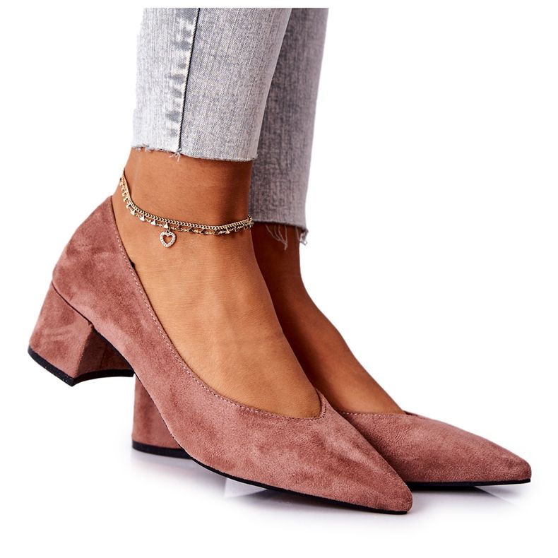 PG1 Pompe din piele intoarsa pe un pilon Pink Ross roz