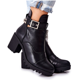 PG1 Cizme Negre Clive Pe Toc Înalt Cu Cataramă negru