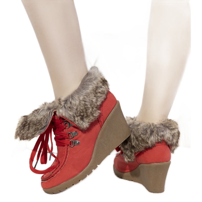 Cizme roșii cu pană cu blană Callas roșu