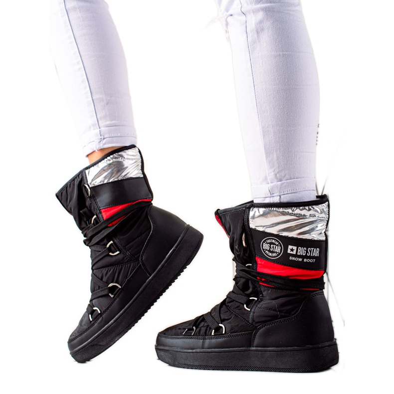 Cizme de zapada dama Big Star EE274656 negru roșu argint