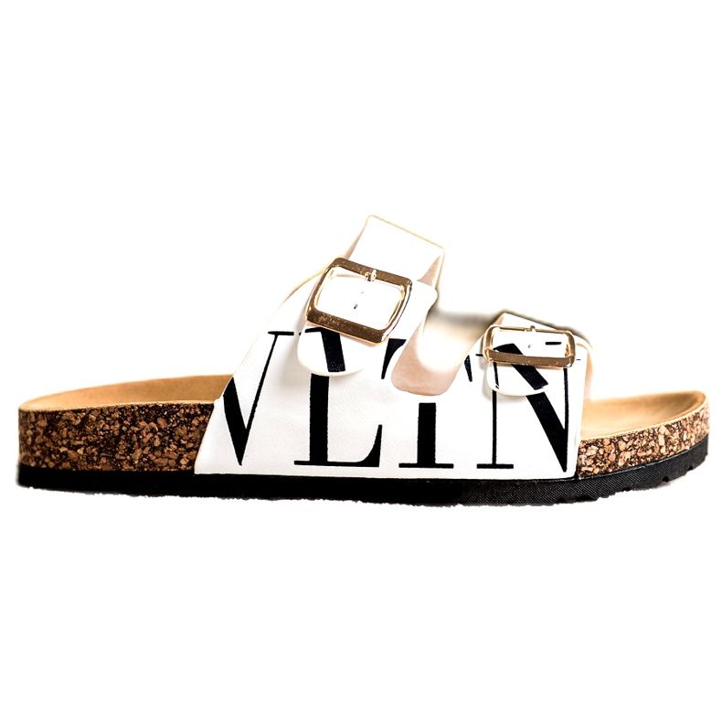 Flip-flops albi confortabili din piele ecologica