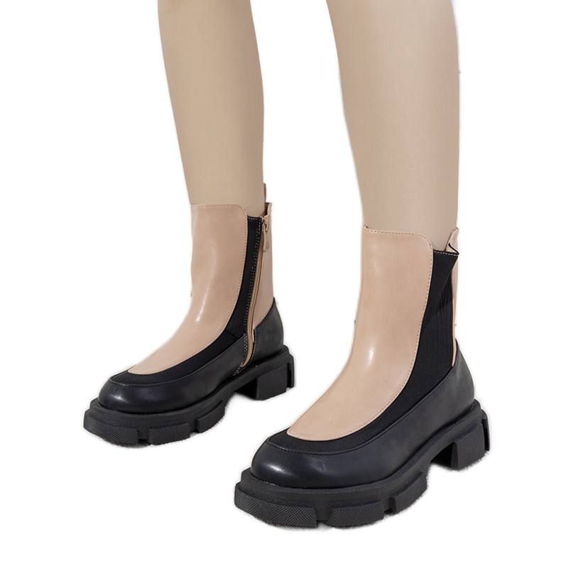 Cizme negre și roz pe o talpă groasă Lynne bej negru