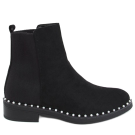 Cizme chelsea cu perle Lando Black negru