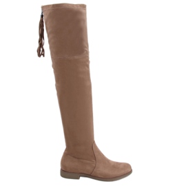 Cizme peste genunchi cu franjuri Toum Khaki kaki