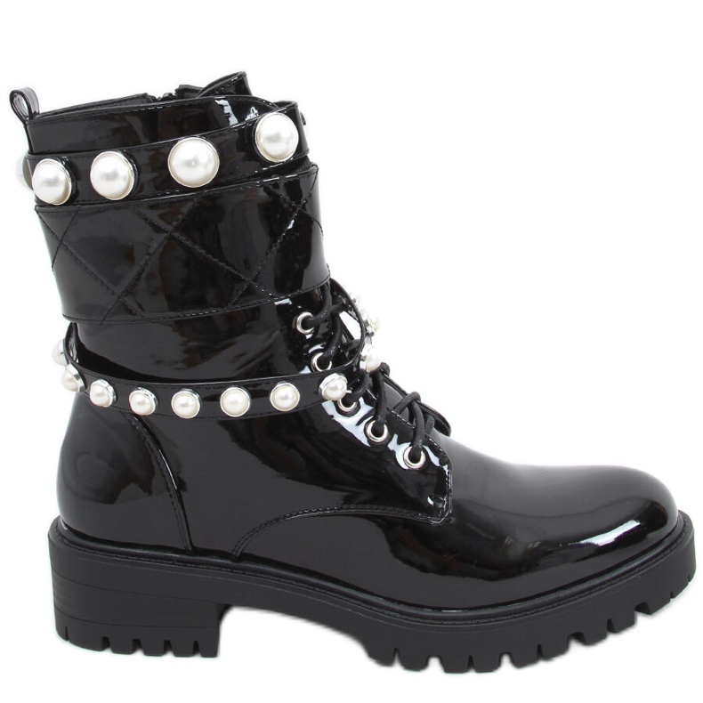 Genti lacuite cu perle Beni Black negru