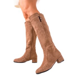 TRENDI Cizme confortabile bej maro TRENDI Cizme confortabile bej maro