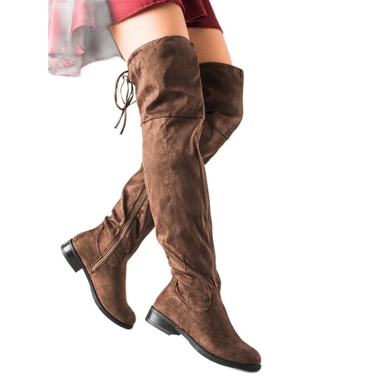 TRENDI Cizme confortabile peste genunchi maro TRENDI Cizme confortabile peste genunchi maro