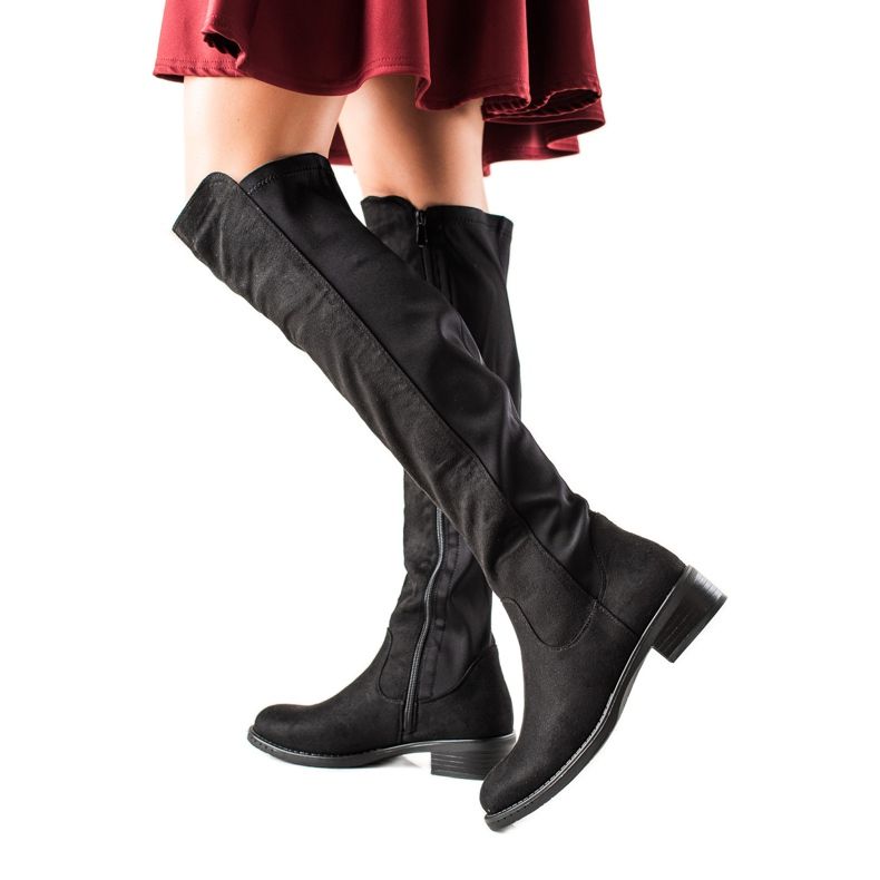 Lovery Cizme confortabile din piele intoarsa negru