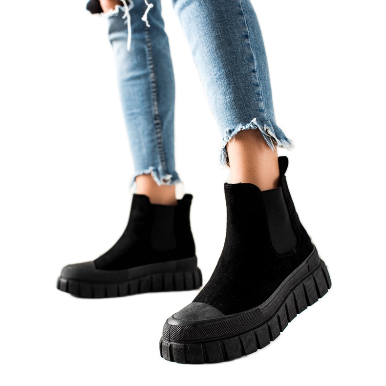 TRENDI Cizme Chelsea elegante pe platformă negru