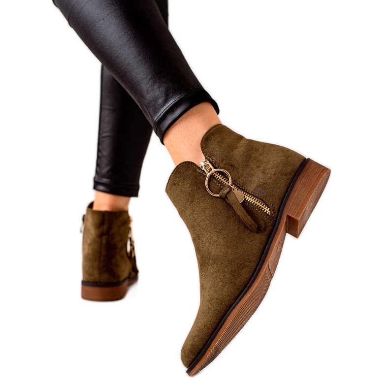 Super Me Cizme Cu Fermoar Auriu verde