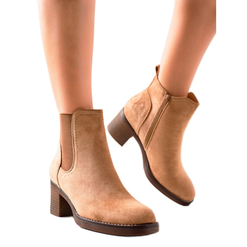 Seastar Cizme din piele de căprioară cu toc înalt bej maro Seastar Cizme din piele de căprioară cu toc înalt bej maro