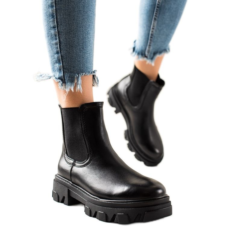 Seastar Cizme Chelsea la modă pe platformă negru